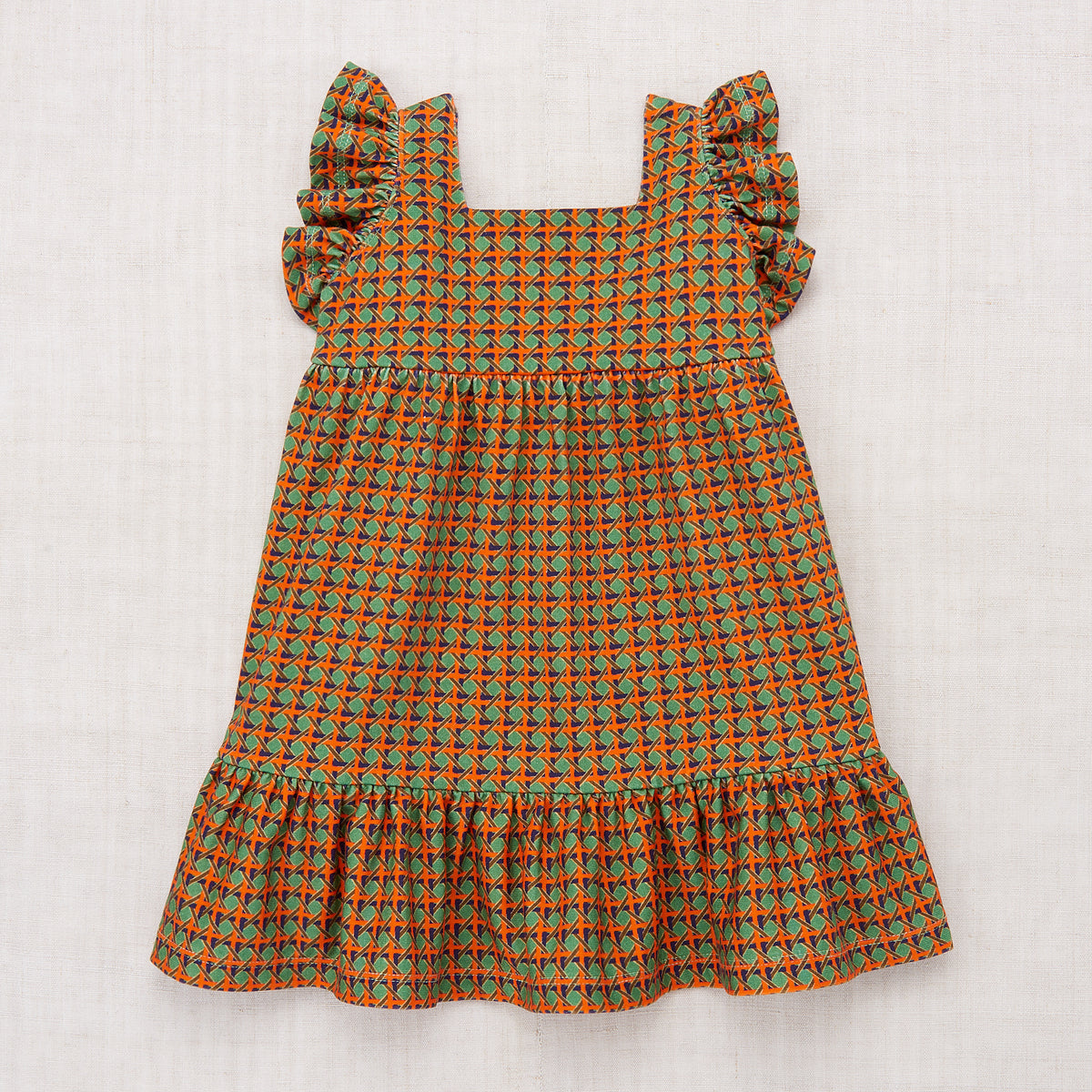 Misha & Puff Ruffle Sleeve Dress - Jadeite lattice - 5Y, 6Y