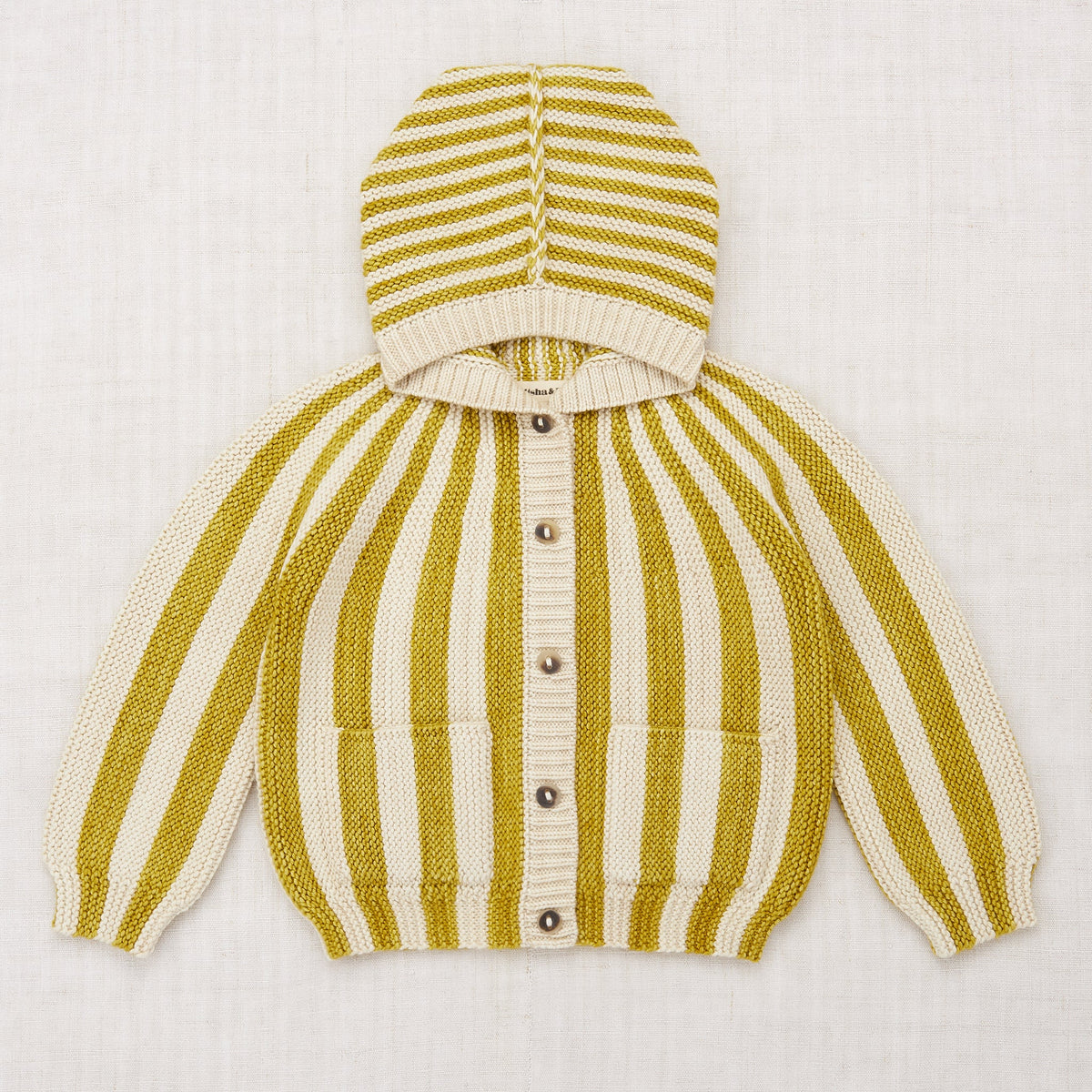 Misha & Puff Circus Stripe Hooded Cardigan - Citron - 3Y, 4Y, 5Y, 6Y