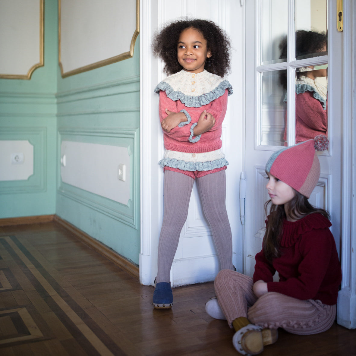 Kalinka Dove Sweater - Dusty Rose/Ruby Red - 2-3Y, 3-4Y, 4-5Y, 5-6Y