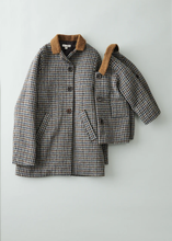 Load image into Gallery viewer, Caramel  Annapurna Kids Coat - Burgundy and Teal Houndstooth - 6Y