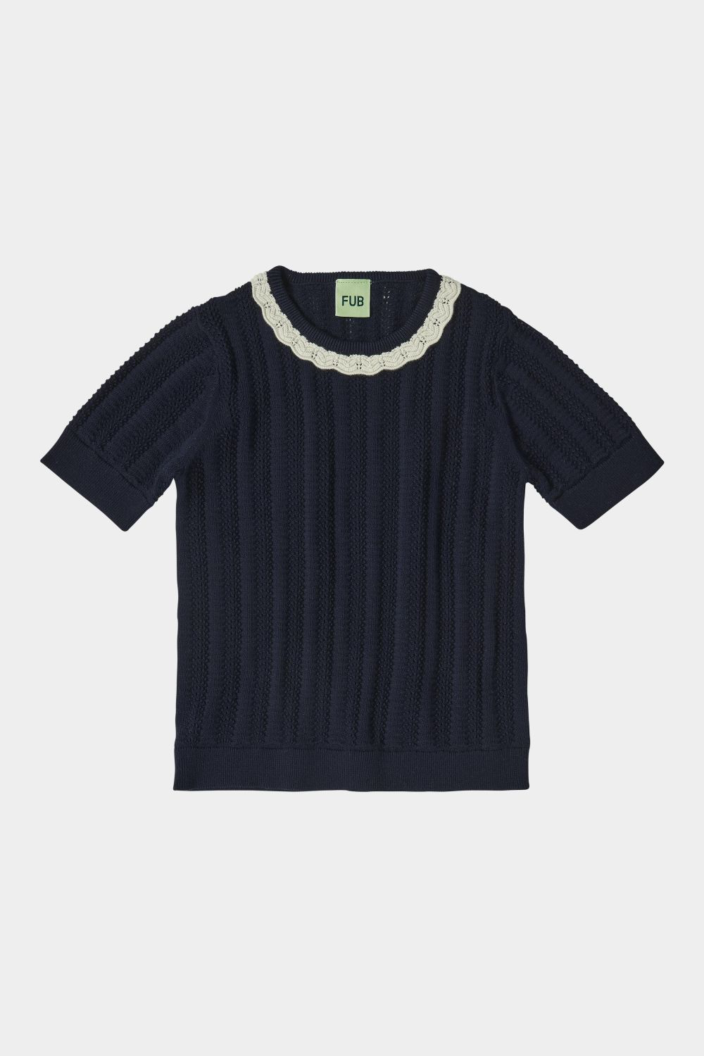 Fub Pointelle T-shirt - Dark Navy - 100cm Last One