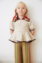 Load image into Gallery viewer, Misha &amp; Puff Crochet Trim Puff Top - Iris Confetti - 4Y, 5Y, 6Y, 8Y