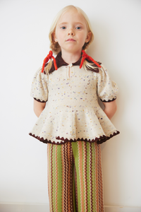 Misha & Puff Crochet Trim Puff Top - Iris Confetti - 4Y, 5Y, 6Y, 8Y