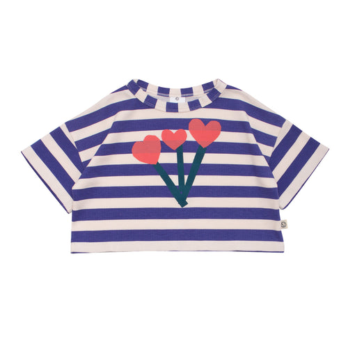 Wynken Beach Tee - Strong Blue Honeycomb Stripe - 2Y Last One