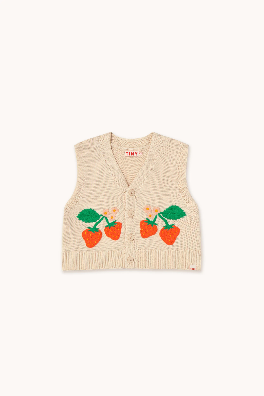 Tinycottons Strawberries Vest - Light Cream - 4Y, 8Y