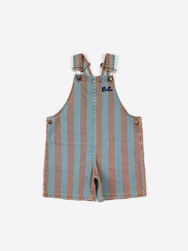 Bobo Choses Vertical Stripes Denim Short Dungaree - 2/3Y, 6/7Y