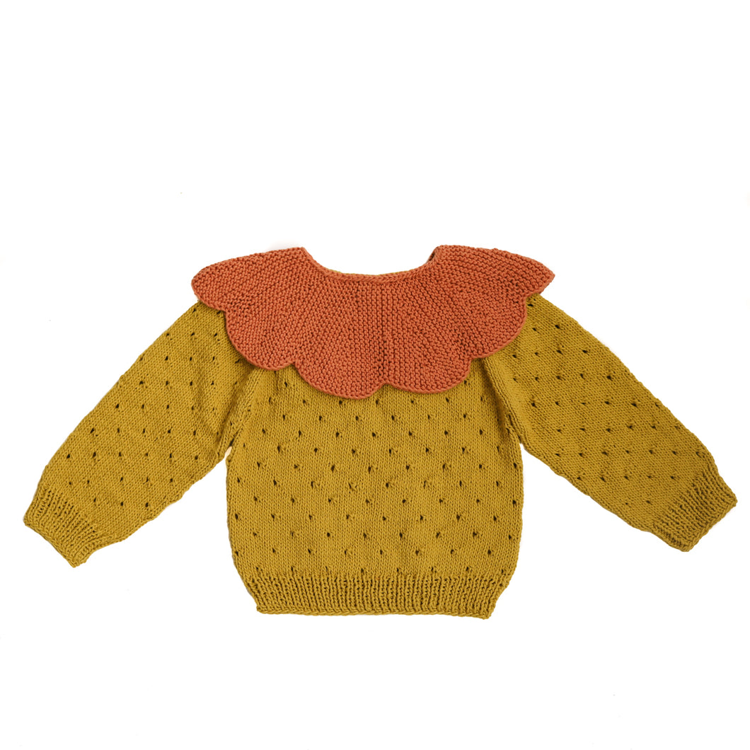 Kalinka Daisy Sweater - Moss/Mint - 2/3Y 3/4Y