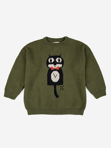 Bobo Choses Cat O'Clock Jacquard Jumper - 6/7Y Last One