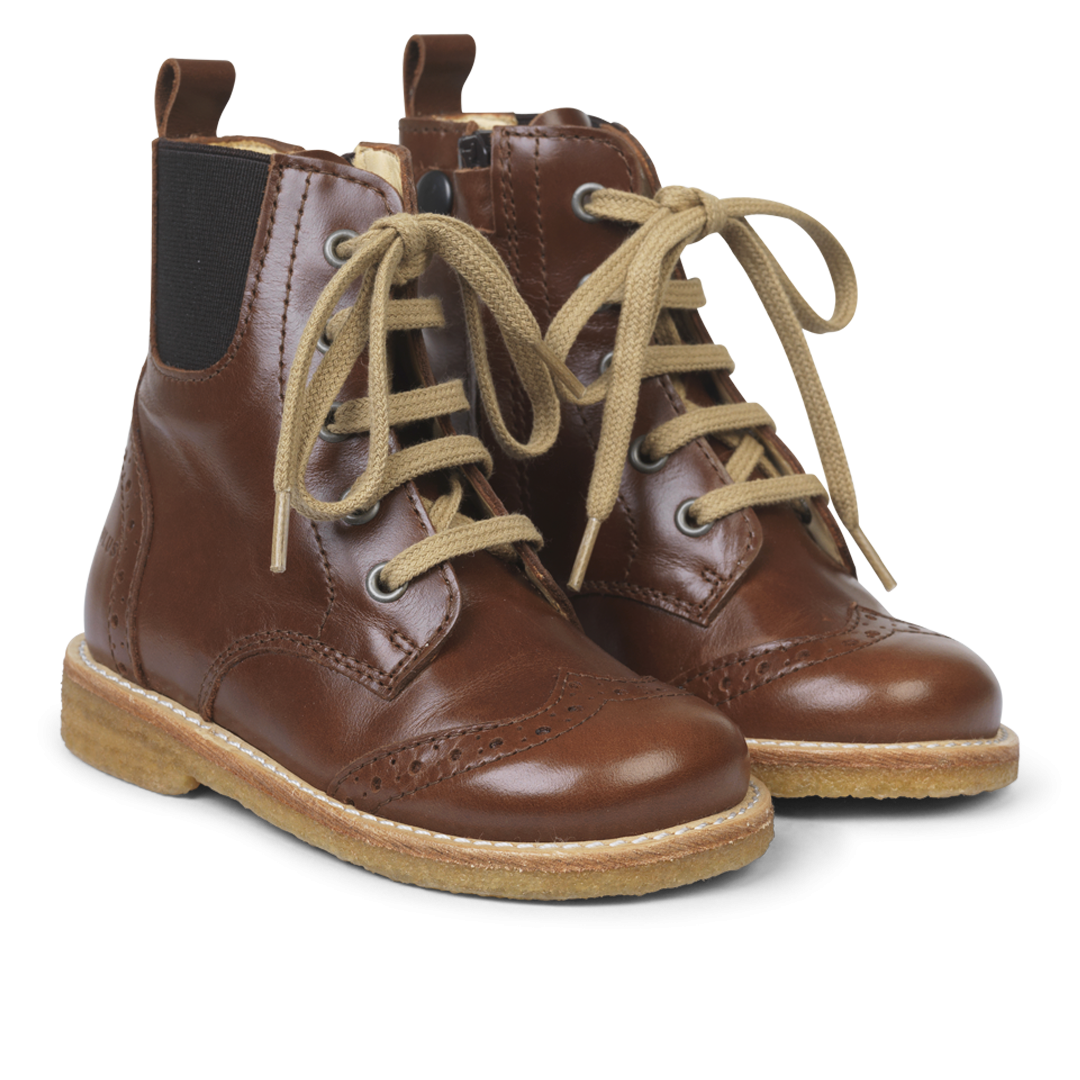 Angulus Lace-up Boot with Elastic and Zipper - Brown - 27, 28, 29, 31, 32