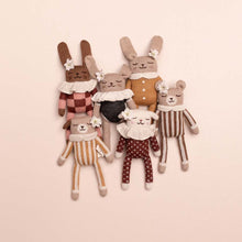 Load image into Gallery viewer, Main Sauvage Knitted Soft Toy - Teddy - Nut Striped Jumpsuit