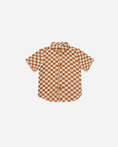 Rylee + Cru Collared Shirt - Rust Check - 2/3Y, 4/5Y, 6/7Y