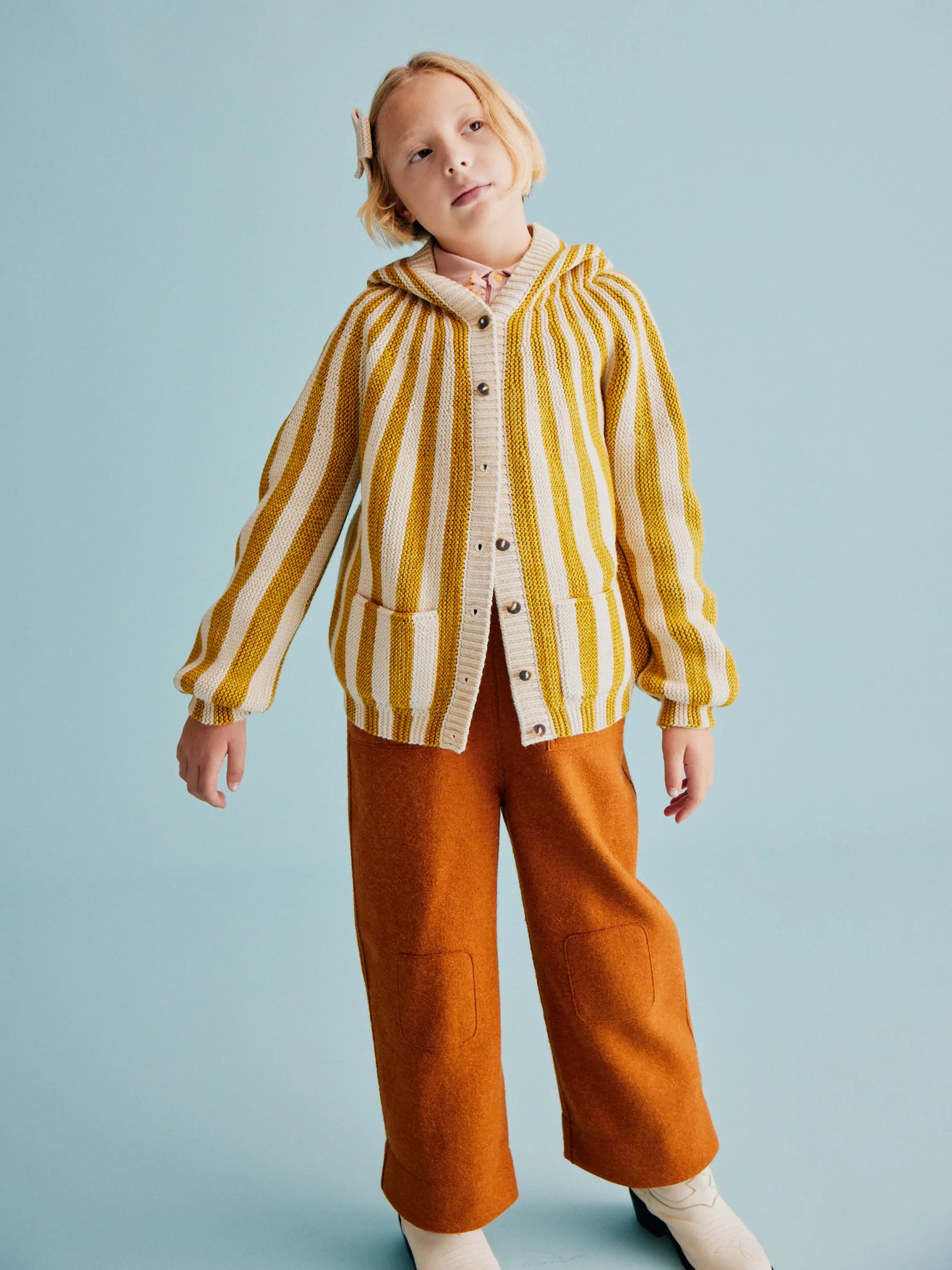 Misha & Puff Circus Stripe Hooded Cardigan - Citron - 3Y, 4Y, 5Y, 6Y