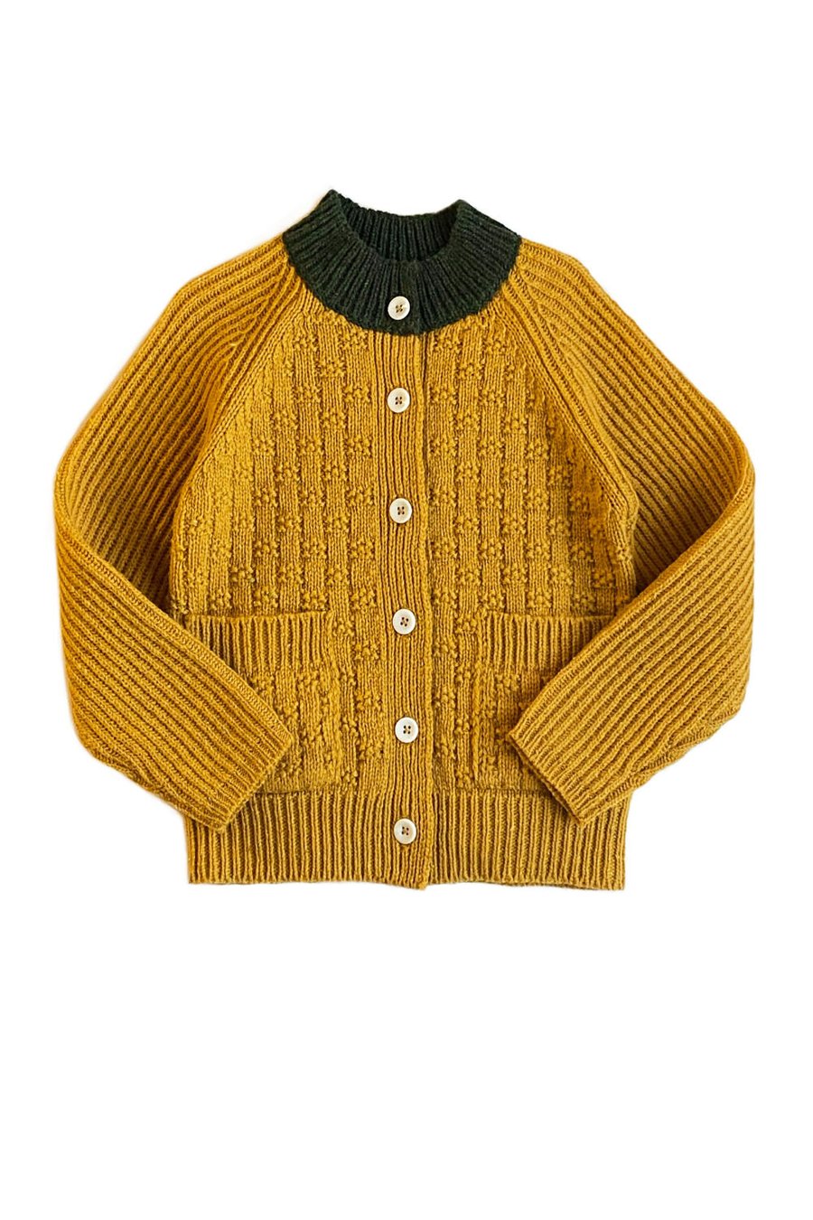 Mabli Takenoko Cardigan - Saffron / Juniper - 2Y, 4Y, 6Y – Rabbit Hall