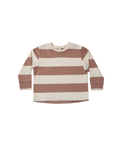 Rylee + Cru Long Sleeve Skater Tee - Mocha Stripe - 18/24M, 2/3Y