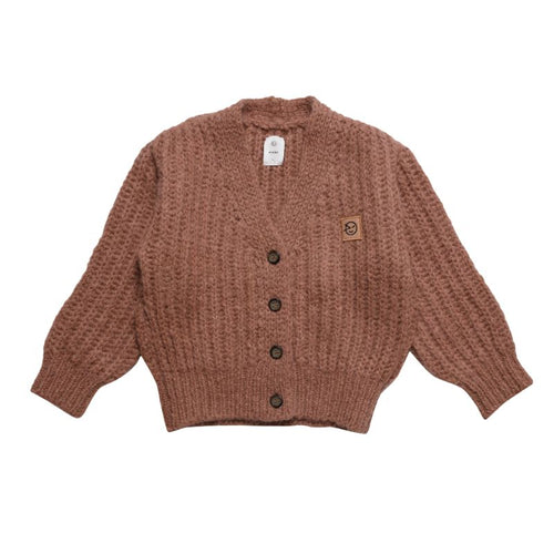 Wynken Big Rib Cardigan - Charcoal / Clay Pink - 8Y Last One