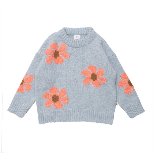 Wynken Fun Flower Jumper - Pale Blue - 2Y, 4Y, 6Y