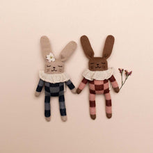Load image into Gallery viewer, Main Sauvage Knitted Soft Toy - Bunny - Sienna Check Pyjamas