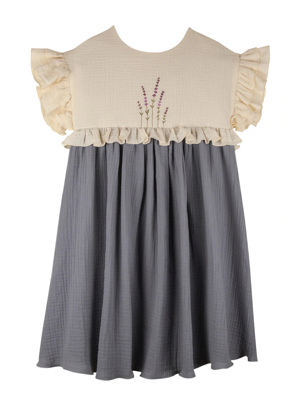 popelin embroidered dress with yoke 4y - ワンピース