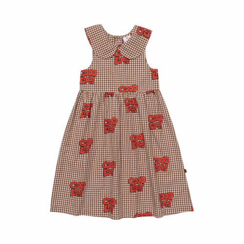 Wynken Pan Collar Sundress - Caramel Gingham/Red - 2Y Last One